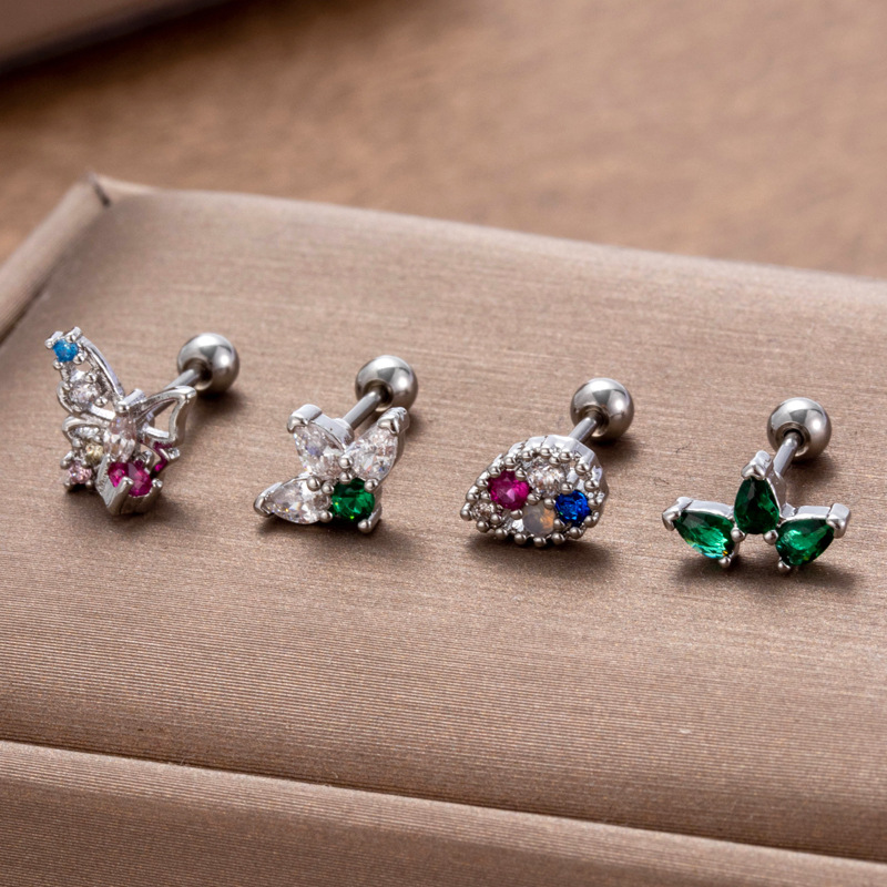 1 Piece Simple Series Classic Bow Knot Titanium Steel No Plating Material Zircon Women Stud Earrings
